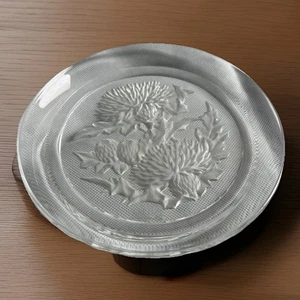 Vintage Hoya Japan Cut Glass Plate Thistle Floral Signed Yamamoto - Picture 1 of 6