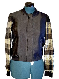 Sachin and Babi Sequins Sleeves Bomber Jacket NYE Party Glam Squad Size Small - Picture 1 of 7
