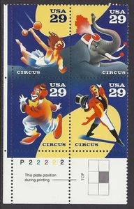 Sc # 2750-2753 ~ Plate # Block ~ 29 cent Circus Acts Issue - Picture 1 of 1