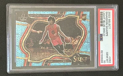 2022-23 Select SHAEDON SHARPE ROOKIE Courtside Light Blue Disco /99 PSA 10 - Image 1 of 2