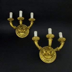 ✅ ANTICA COPPIA APPLIQUE DEI PRIMI 900 IN LEGNO DORATO PAIR SCONCES ANTIQUE-4752 - Foto 1 di 9