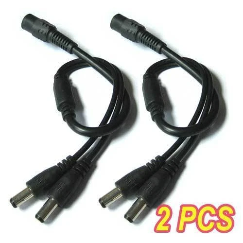 DIYSECURITYCAMERAWORLD 5.5mm One to Double DC Power Supply Splitter Cable (2pcs)