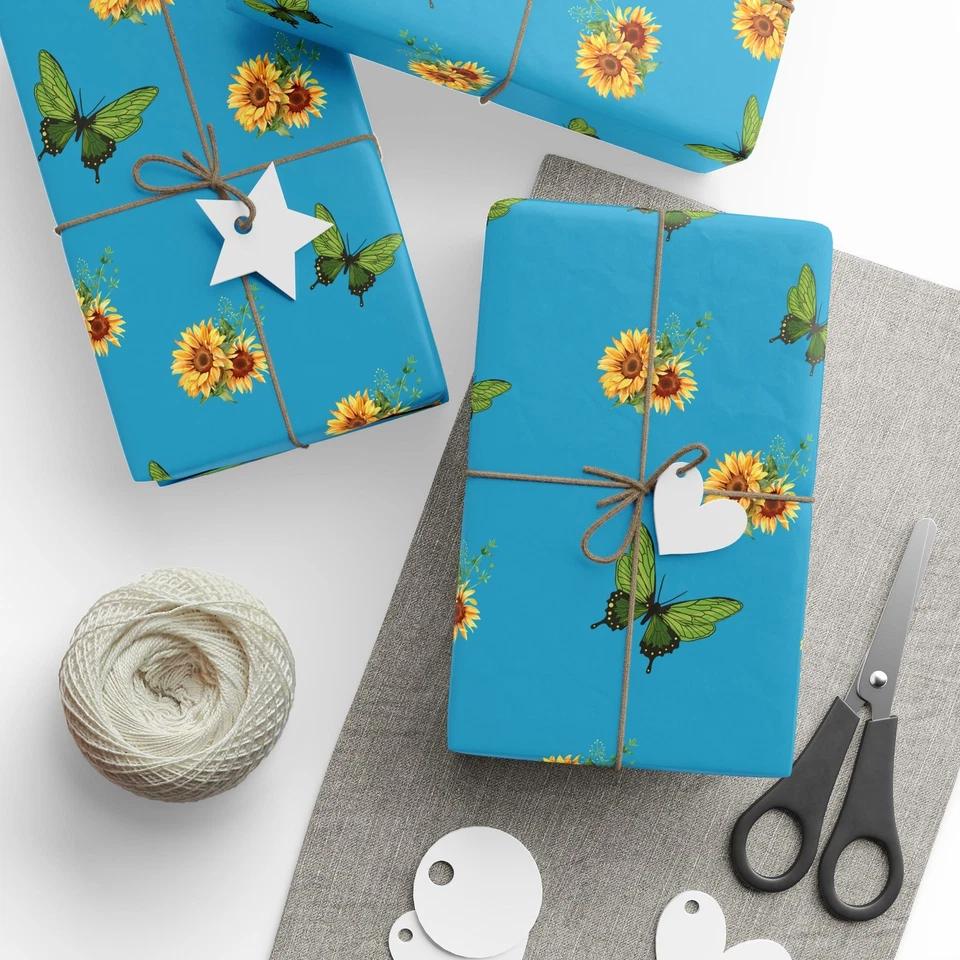 Spring All Occasion Sunflower Wrapping, Butterflies, Birthday Special Occasion - Image 1 of 1