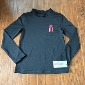 Cat & Jack XS (4/5) Pink Palm Tree Print Black Long Sleeve Rash Guard Mock Neck - Picture 1 of 5
