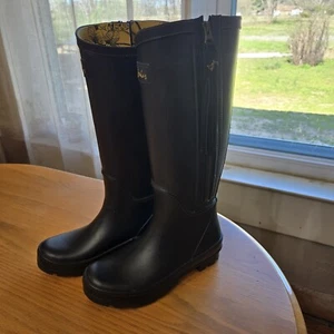 Joules halbhohe Gummistiefel mit Reißverschluss Rosalind Quasten schwarz Gr. 6 Regen Garten - Bild 1 von 9