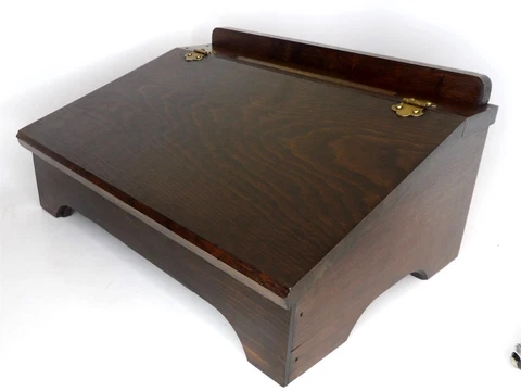 Wood Slope Folding Wooden Slanted Table Top Writing Podium Desk Hinged Lid MCM Cover