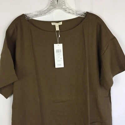 NWT Eileen Fisher  S Organic Handkerchief Linen Tunic Modern Boxy Top Lagenlook - Imagem 1 de 4