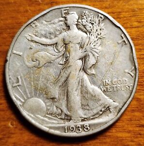 1938 D 50C Walking Liberty Half Dollar XF Key Date!