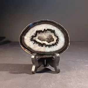 Brazilian Agate Geode Slab Slice Natural Polished Quartz Decor 3 1/2"×5" 15oz. - Picture 1 of 12