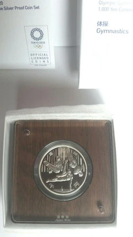 Tokyo Olympic 2020 "1000 Yen Silver" Gymnastic Proof Coin Gymnastics Cover