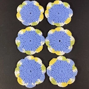 Handgefertigte gehäkelte runde Untersetzer 4 Zoll 6er Set Baumwollmischung Garn - Bild 1 von 10