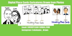 Custom Wedding favor Gift Place Card Caricatures from photos personalized gift - Picture 1 of 3