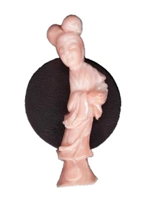Japanese Pink Coral carving of a Geisha - Picture 1 of 9