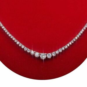 15 Ct Round Simulated Diamond 925 White Gold Plated Women's Tennis 18" Necklace