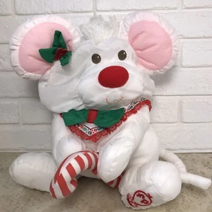 Vtg Fisher Price Puffalump Mouse Stuffed Animal Plush Toy Christmas Candy Cane - Picture 1 of 19