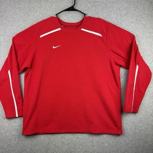 Nike Sweater Mens Size L Fleece Off Center Swoosh Crewneck Pullover Red - Picture 1 of 7