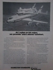 9/1975 PUB HAMILTON STANDARD BOEING 747 NASA SPACE SHUTTLE ORBITER ORIGINAL AD - Imagen 1 de 1