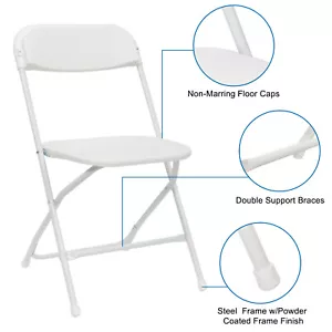 10 Pcs White Plastic Folding Chairs Stackable Wedding Party Dining Seats Garden - Picture 1 of 5
