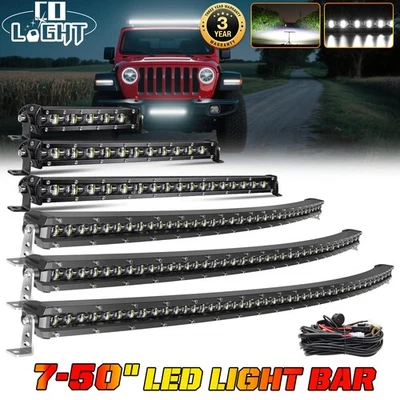 7/14/20/26/32/38/44/50inch Slim LED Light Bar Single Row Offroad Driving ATV SUV - Image 1 of 4