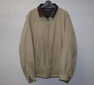 Chaqueta Bomber Vintage Años 90 Nautica Reversible Cuero Gamuza 2XL Marrón Beige Foto 1 de 4