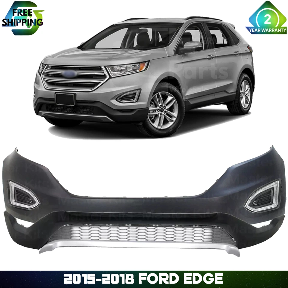 Front Bumper Cover Fascia & Fog Light Pair For 2015-2018 Ford Edge Foto 1 de 4