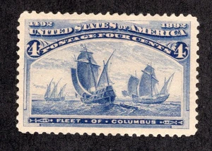US # 233v  (1893) 4c, MLH - Grade: XF/S {3 Leaf variety}(Fleet of Columbus) - Picture 1 of 3