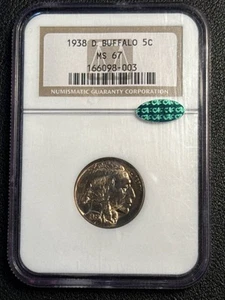 1938 D Buffalo Nickel NGC MS-67 CAC - Picture 1 of 2
