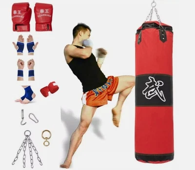 Boxsack 100cm mit 20 KG Gummigranulat Set mit Boxhandschuhen Punching - Bild 1 von 4