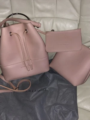 4pcLaura Ashley Hand Shoulder bag Coin Purse make Up Dust Bag Baby Pink Leather - Image 1 of 4