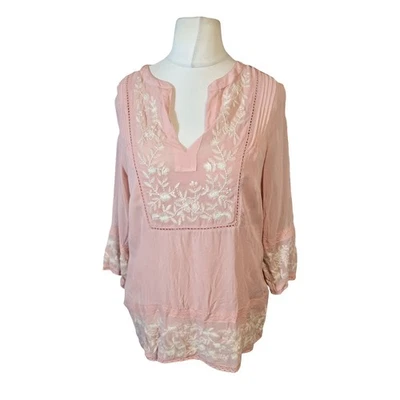 Monsoon Light Pink Embroidered Blouse – Size 12 – 100% Viscose – NWT RRP £49 - Image 1 of 4