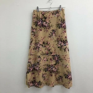 LAURAASHLEY Brown Skirt Knee Length Women Floral Ruffled 100% Cotton Used ORNG-0 - Picture 1 of 8