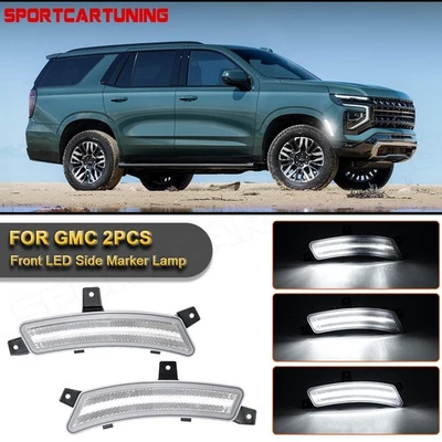 2PC Clear LED White Front LED Side Marker For 2025+ GMC Yukon XL Chevrolet Tahoe - Изображение 1 из 4