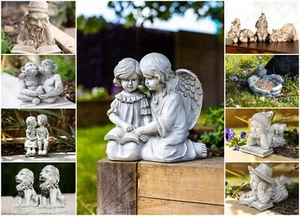 Garden Ornaments Stone Effect Large Outdoor Decorations Angel Monkey Lions Fairy - Picture 1 of 88