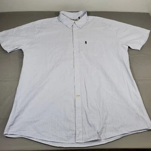 Barbour Mens Shirt XL Seersucker White Stripe Button Up Short Sleeve Defects - Picture 1 of 16