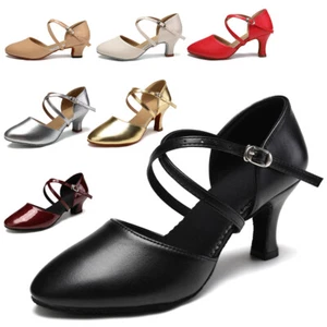 Mujeres Zapatos de Baile Latino de Salón Damas Tango Salsa Zapatos Modernos Tacón 3/5/7 cm - Imagen 1 de 21