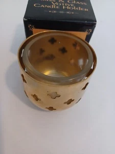 Vintage Pierced Brass Votive with Glass VotiveCandle Holder - Picture 1 of 5