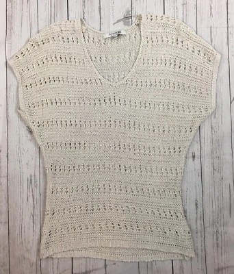 Suéter de ganchillo de manga corta con manchas plateadas blancas invierno Forever 21 para mujer-talla M Foto 1 de 2