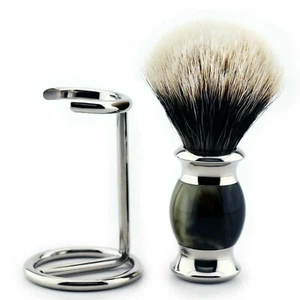 Men's Shave Silver tip Hair Badger Brush for Shaving with Brush Stand by Haryali - Picture 1 of 2