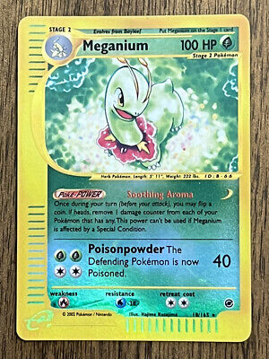MP (Reverse Holo) Pokemon MEGANIUM Card EXPEDITION Base Set 18/165 Rare Foil