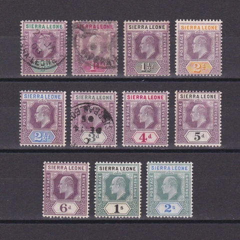 SIERRA LEONE 1904, SG# 86-96, CV £110, Wmk Mult Crown CA, short set, MH/Used Cover