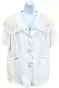 New Women’s Lace Collar Short Sleeve Blazer US One Size Fits S-L - Picture 1 of 6