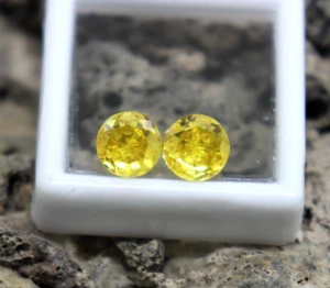 Natural 6mm Yellow Sapphire Stone Faceted Round Cut Certified Sapphire 2Piece(s) - Picture 1 of 9