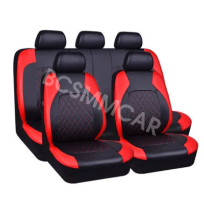 Conjunto completo de 5 lugares capas de assento de carro protetor de almofada frontal traseira couro impermeável - Imagem 1 de 4