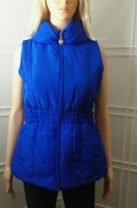 LAURA SCOTT Womens' Full Zipped Front Blue Quilted Vest, Medium - Picture 1 of 12