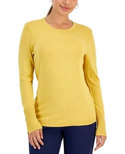 Jm Collection Petite Rivet-Detail Sweater - Saffron Gold, Sz PS - Picture 1 of 7