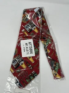 Neue Vintage Nicole Miller 1997 Neuheit Erwachsene Krawatte Krawatte Amstel Bier Druck - Bild 1 von 8