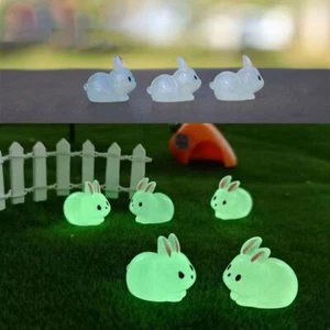 Cartoon Luminous Rabbit Miniatures DIY Resin Animal Figurines Kids Gift - Picture 1 of 16