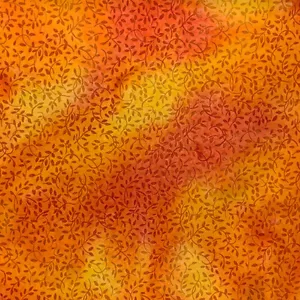 100% Cotton Fabric John Louden Hand Printed and Dyed Orange leaves batik - Picture 1 of 1