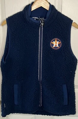 全新带标签 ANTIGUA SHERPA VEST 女式 M 中号休斯顿 ASTROS 海军 MLB — 第 1/4 张图片