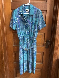 Vintage Leslie Fay Shirt Dress 12P Grannycore - Picture 1 of 7